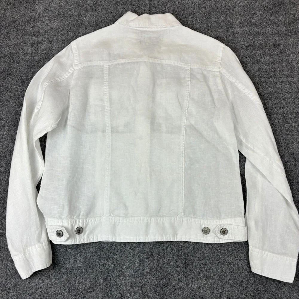 Jones & Co Jones New York White 100% Linen Trucker Jacket Womens Size Small S